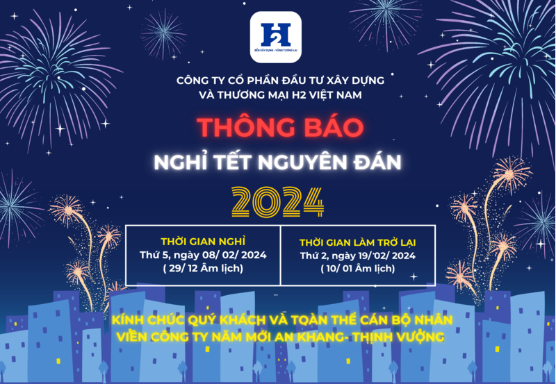THÔNG BÁO LỊCH NGHỈ TẾT NGUYÊN ĐÁN 2024